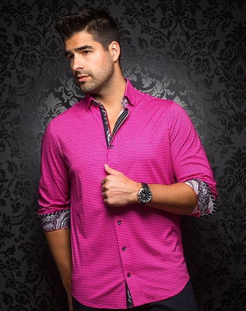 Designer Men's Dress Shirt - Nuevelo Fuchsia