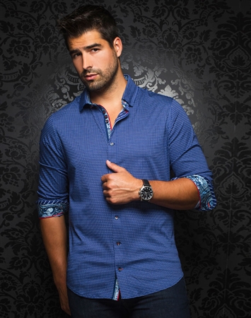 Designer Dress Shirt: Nuevelo Navy