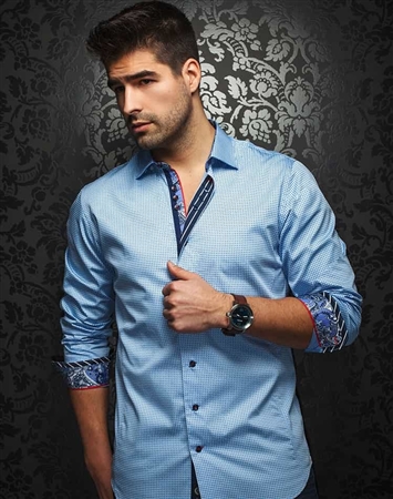 Luxury Shirt: Men Light Blue Dress Shirt
