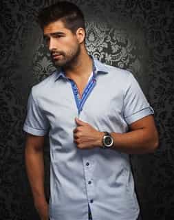 Casual Shirt: White Short Sleeve Sport Shirt