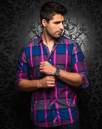 Designer Dress Shirt: Pablo Nuovo Fuchsia