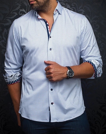 Men Light Blue Designer Long Sleeve Shirt