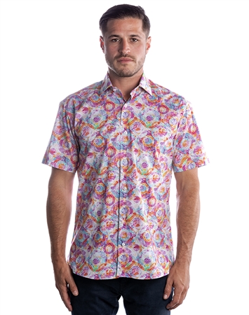 Trendy Short Sleeve Woven - Dreamy Purple Dress Shirt