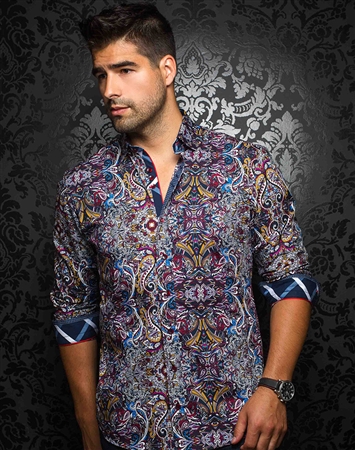 Designer Dress Shirt: Pegasus Burgundy