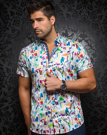 Luxury Short Sleeve Dress Shirt: Pollock White