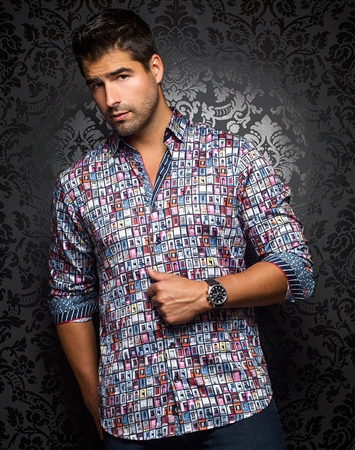 Luxury Dress Shirt - Portas Red Multi+