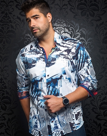 Au Noir Dress Shirt | Positano Blue