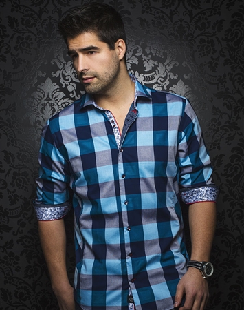 Turquoise Navy Dress Shirt