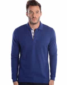 Men Navy Long Sleeve Polo