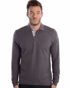 Men Designer Long Sleeve Grey Polo Shirt