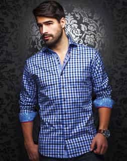 Plaid Shirt: Men Plaid Long Sleeve Shirt | Royal Blue