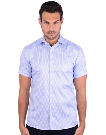 Mellow  Blue Diamond Short Sleeve Men’s Shirt