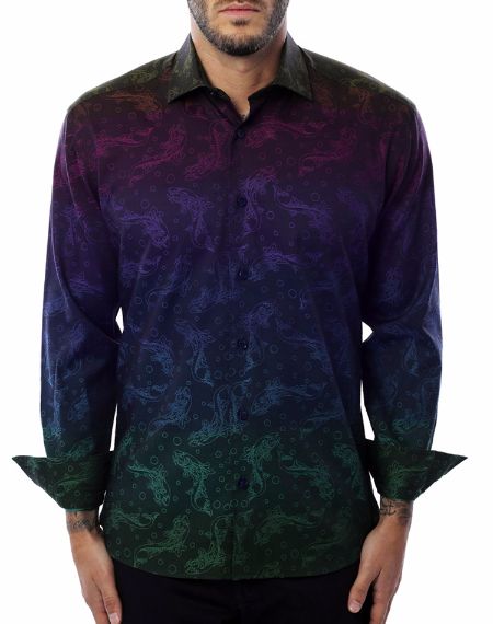 Unique Dress Shirt - Navy Fish