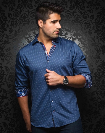 Designer Dress Shirt: Rollins Navy