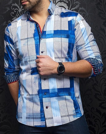 Men White Designer Long Sleeve Shirt