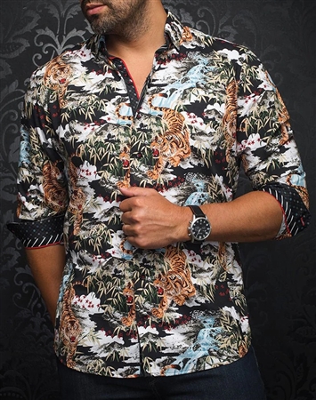 Men fashion button up shirt | black