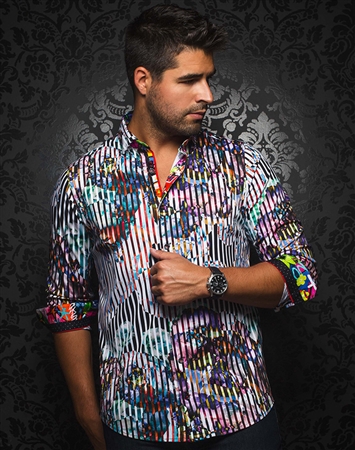 Designer Knit Dress Shirt: Santos Black