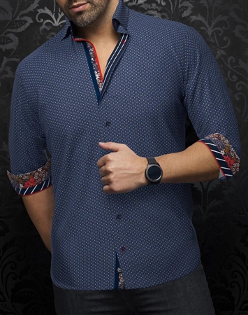 Au Noir Shirt SAUTOR, Navy Red