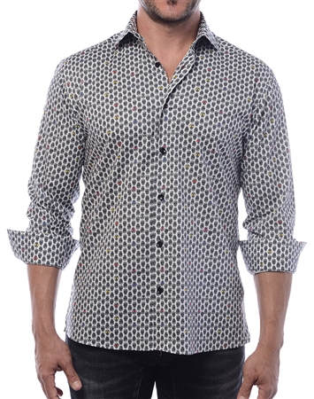 Designer Dress Shirt - Trendy Skull Print Shirt