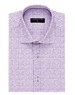 Trendy Short Sleeve Woven - Light Purple Paisley Check Dress Shirt