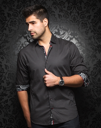 Designer Dress Shirt: Signorelli Black