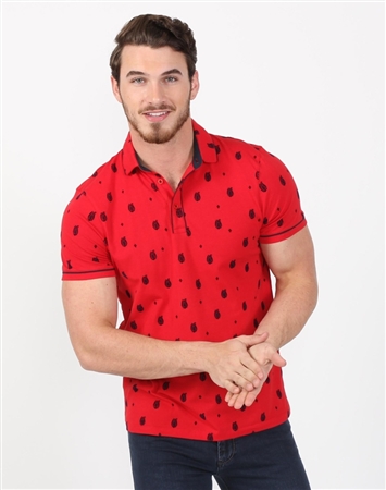 Ruby Red Mens Designer Polo