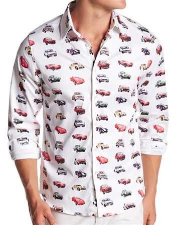 Trendy Dress Shirt | White Cars