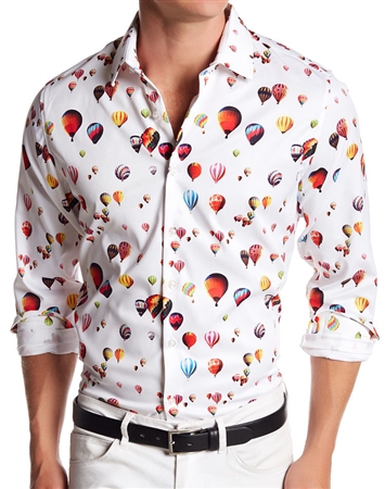 Shop Men Stylish Shirts | White Red Air Balloons