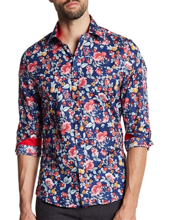 Men Fashion: Navy Fashion Floral Shirt