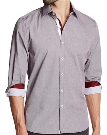Burgundy Grey Button Down Shirt