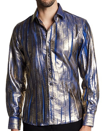 Metallic Color Dress Shirt | Blue metallic Casual Shirt