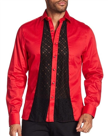 Fashion-Forward Mens Dress Shirt Red