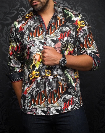 Men fashion button up shirt | multi