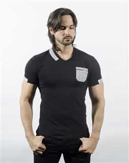 Via Uomo V Neck Shirt Black