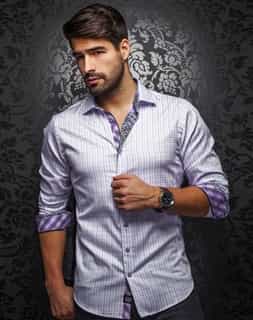 Shop Men | White Purple Sport Dress Shirt