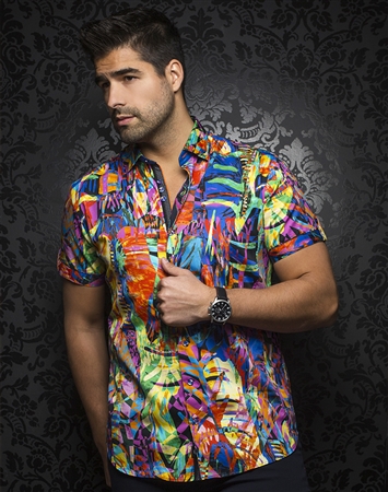 Luxury Short Sleeve Dress Shirt:  Tivoli Multi