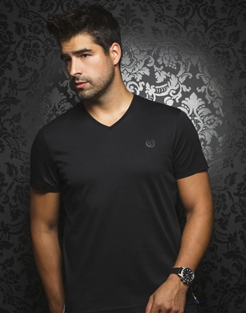 Men black designer vneck tshirt