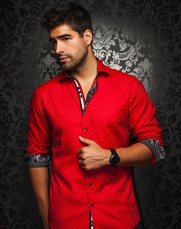 Designer Shirt: Men Luxury Sport Shirt Red