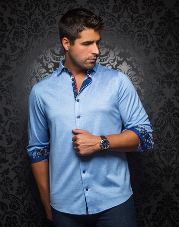 Designer Knit Dress Shirt: Vega Light Blue