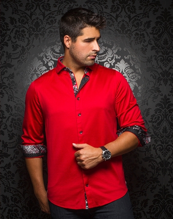 Designer Knit Dress Shirt: Vega Red