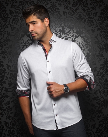 Designer Knit Dress Shirt: Vega White
