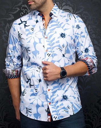 Men fashion button up shirt | light blue