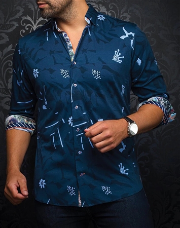 Men fashion button up shirt | navy