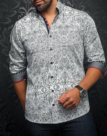 Men fashion button up shirt  | white black