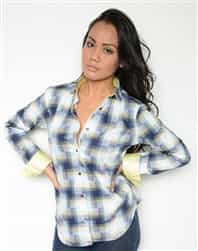 Women Dress Shirt Yellow checkered Shirt