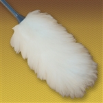 27" Premium Lambswool Duster (10" head with 17" handle). Wool is all white and handles are made of durable molded plastic. Perfect for cleaning broad surfaces like walls and open desktops.