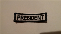 President 3" x 1" Department Patch Black on White