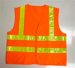 Polyester Solid Fabric Orange Safety Vest