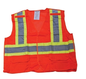 Class 2,  5 point Break Away Orange Safety Vest