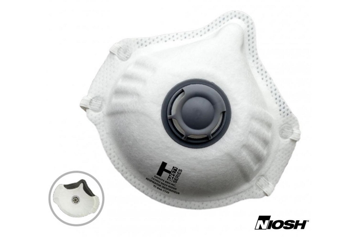 HOLMES WORKWEAR N95V NIOSH MASKS - WITH EXHALATION VALVE